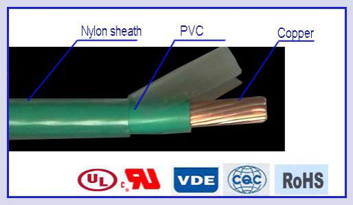  Cable aislado eléctrico de PVC THHN THWN 